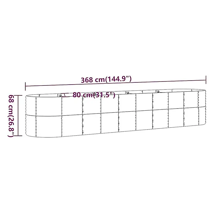 Furnicato Hochbeet - 368 x 80 x 68 cm, Stahl, Anthrazit - Ovales Hochbeet aus verzinktem Stahl, 368x80x68 cm.
