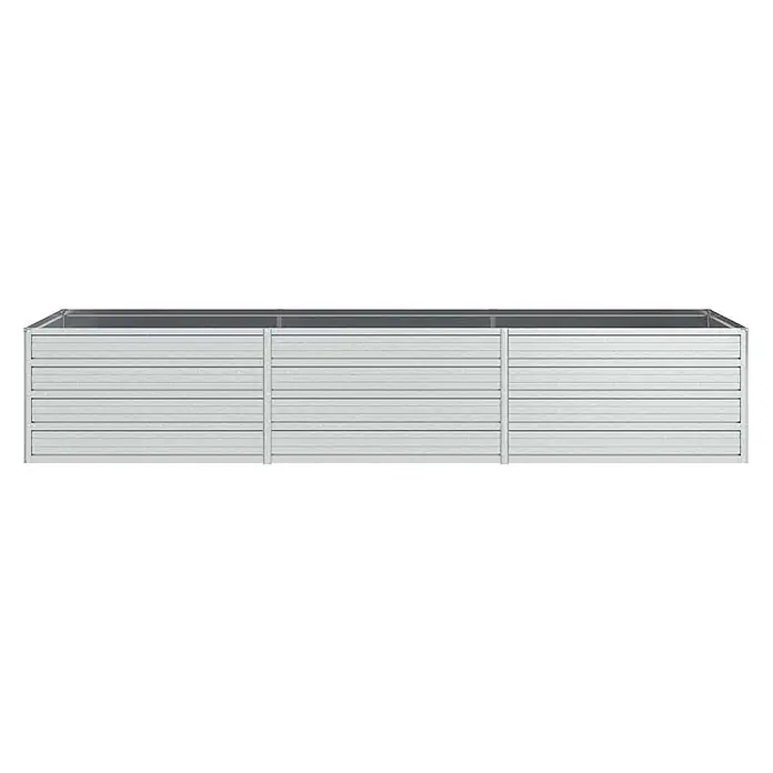Furnicato Hochbeet - 240 x 80 x 45 cm, Stahl, Silber - Graues Metall-Hochbeet mit geriffelten Seitenwänden und segmentiertem Design.