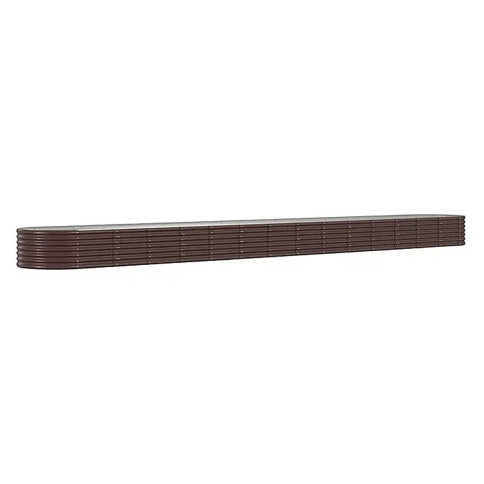 Furnicato Hochbeet - 620 x 80 x 36 cm, Stahl, Braun - Langes, braunes Hochbeet aus Wellblech mit silberner Oberkante.