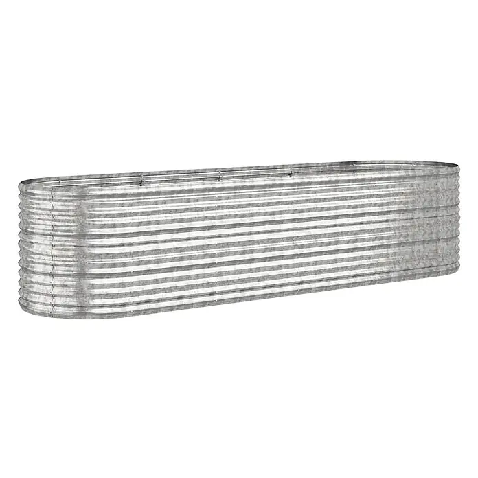 Furnicato Hochbeet oval, verzinkter Stahl, Silber, 296 x 80 x 68 cm -  - Silbernes Hochbeet aus gewelltem verzinktem Stahl in länglicher Ovalform.