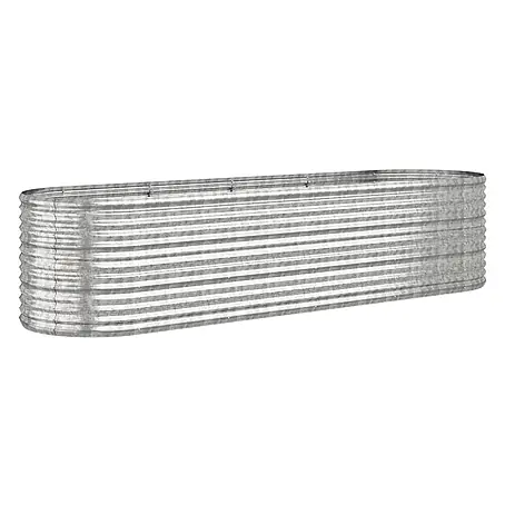 Furnicato Hochbeet oval, verzinkter Stahl, Silber, 296 x 80 x 68 cm
