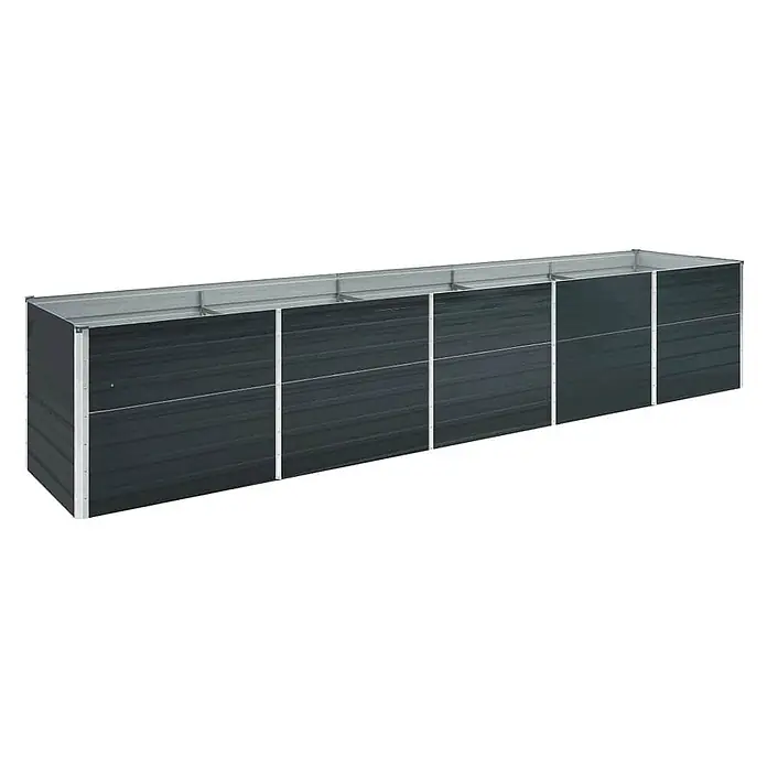 Furnicato Hochbeet - 400 x 80 x 77 cm, Stahl, Anthrazit - Langes, dunkelgraues Hochbeet aus Metall mit modularem Design, geeignet für Pflanzen.