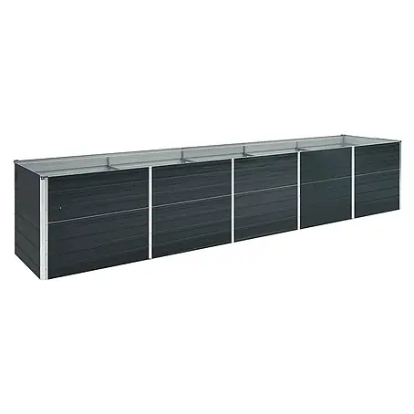 Furnicato Hochbeet aus verzinktem Stahl, Anthrazit, 400 x 80 x 77 cm