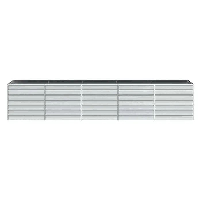Furnicato Hochbeet - 400 x 80 x 77 cm, Stahl, Silber - Langes rechteckiges Hochbeet aus verzinktem Stahl mit horizontalen Paneelen.