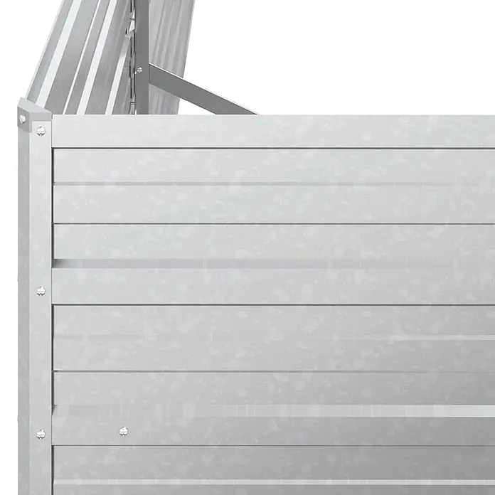 Furnicato Hochbeet - 400 x 80 x 77 cm, Stahl, Silber - Graues Hochbeet aus verzinktem Metall mit horizontalen Paneelen und sichtbaren Schraubbefestigungen.