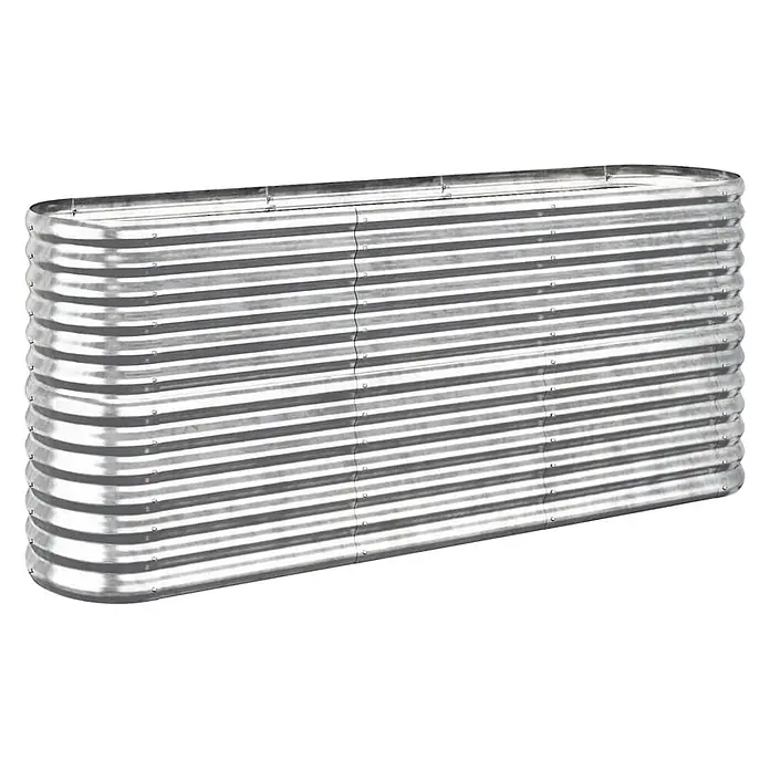 Furnicato Hochbeet oval, verzinkter Stahl, 152 x 40 x 68 cm, Silber -  - Längliches, silbernes Hochbeet aus Wellblech mit abgerundeten Ecken und genieteten Nähten.