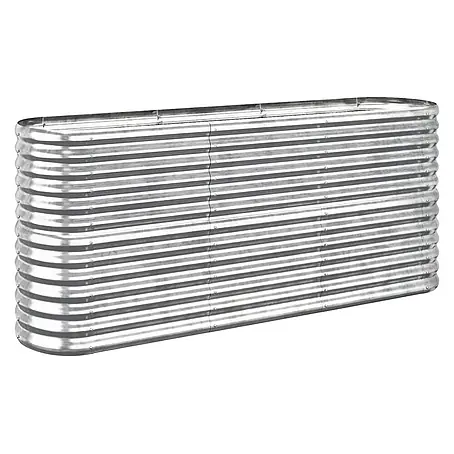 Furnicato Hochbeet oval, verzinkter Stahl, 152 x 40 x 68 cm, Silber