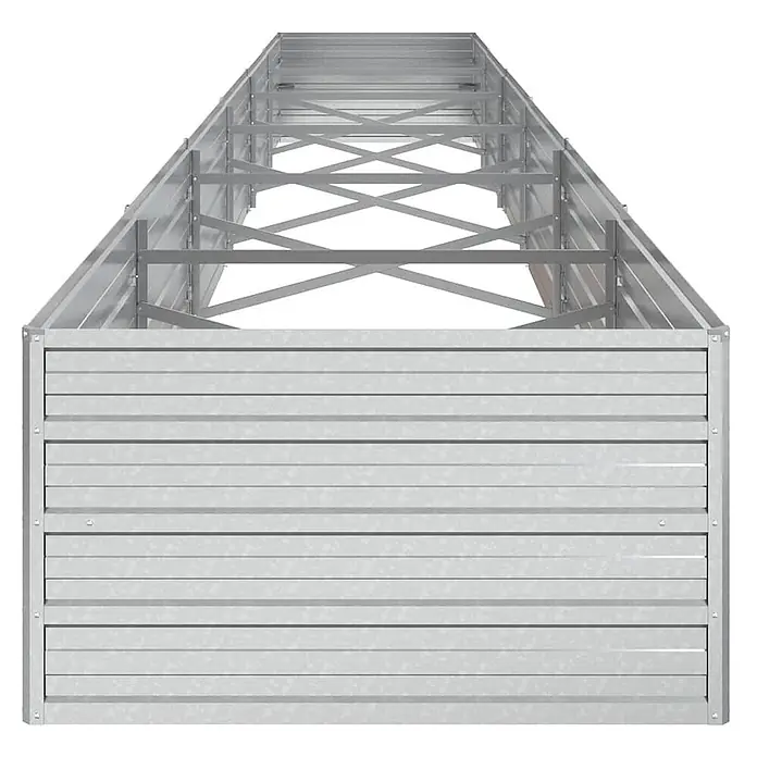 Furnicato Hochbeet - 600 x 80 x 45 cm, Stahl, Silber - Langes rechteckiges Hochbeet aus silbernem verzinktem Stahl mit Wellblechseiten und innerer Verstrebung.
