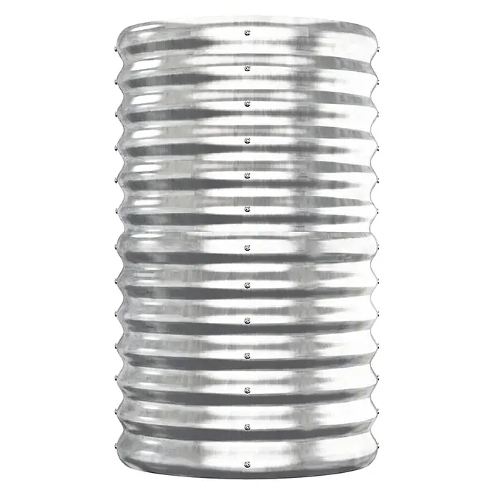 Furnicato Hochbeet oval, verzinkter Stahl, 152 x 40 x 68 cm, Silber -  - Silbernes, welliges Metallpaneel mit sichtbaren Schrauben.