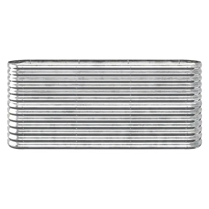 Furnicato Hochbeet oval, verzinkter Stahl, 152 x 40 x 68 cm, Silber -  - Rechteckiges silbernes Wellblech-Hochbeet zum Pflanzen von Gemüse oder Blumen.