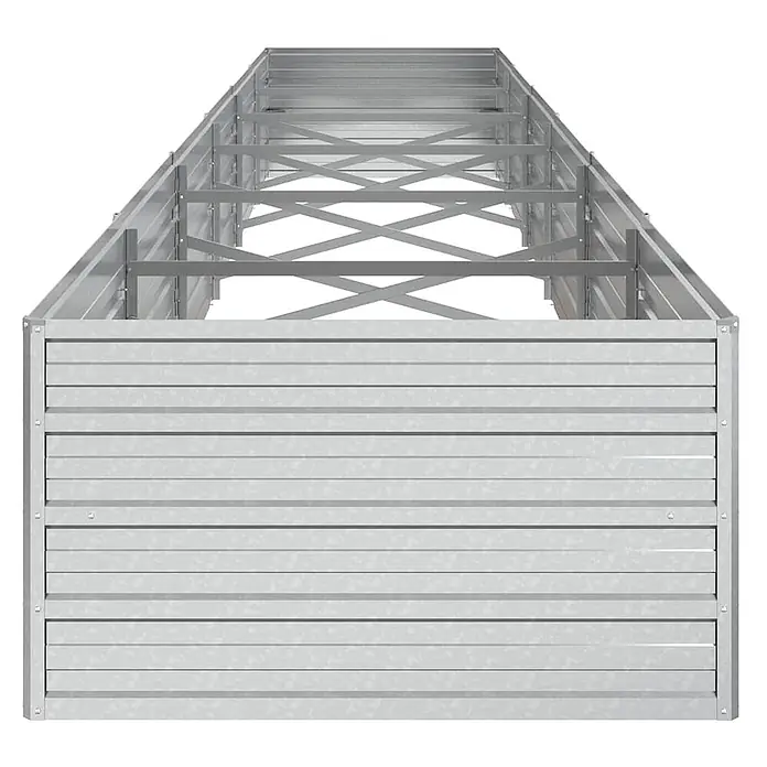 Furnicato Hochbeet - 480 x 80 x 45 cm, Stahl, Silber - Langes rechteckiges Hochbeet aus silbernem verzinktem Stahl, ideal für Pflanzen.