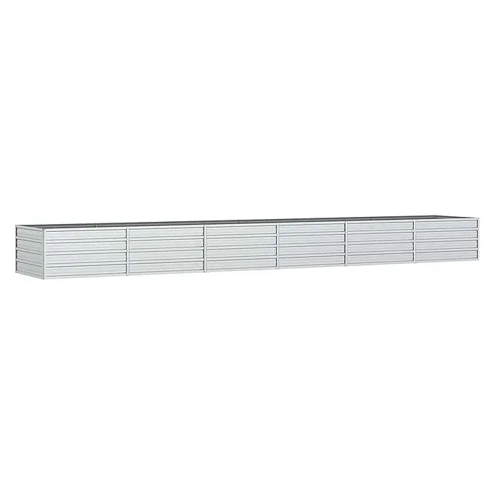 Furnicato Hochbeet - 480 x 80 x 45 cm, Stahl, Silber - Langes, graues Metall-Aufbewahrungsschranksystem mit mehreren Schubladensektionen.
