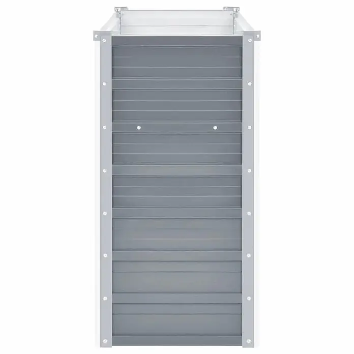 Furnicato Hochbeet - 40 x 160 x 77 cm, Stahl, Grau - Hohes, rechteckiges graues Metall-Hochbeet mit Wellblechseiten und weißem Rahmen.