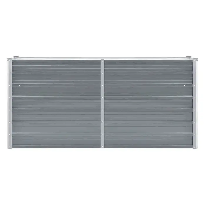 Furnicato Hochbeet - 40 x 160 x 77 cm, Stahl, Grau - Graues, gewelltes Stahlzaunpaneel mit Metallrahmen und horizontalen Rippen.