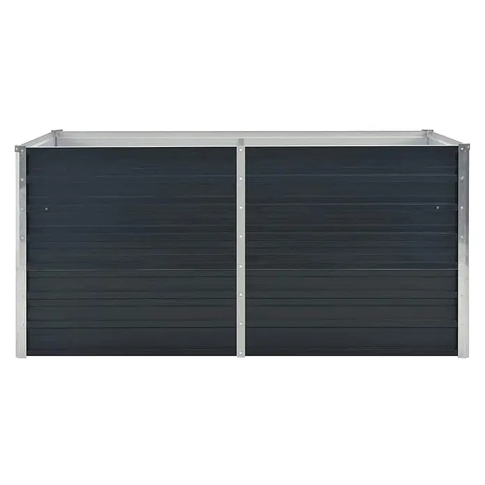 Furnicato Hochbeet - 80 x 160 x 77 cm, Stahl, Anthrazit - Dunkelgraues Hochbeet aus Wellblech mit silbernem Aluminiumrahmen.