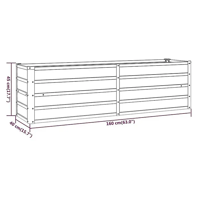 Furnicato Hochbeet - 40 x 160 x 45 cm, Stahl, Braun - Rechteckiges Hochbeet, 160x40x45 cm (LxBxH).