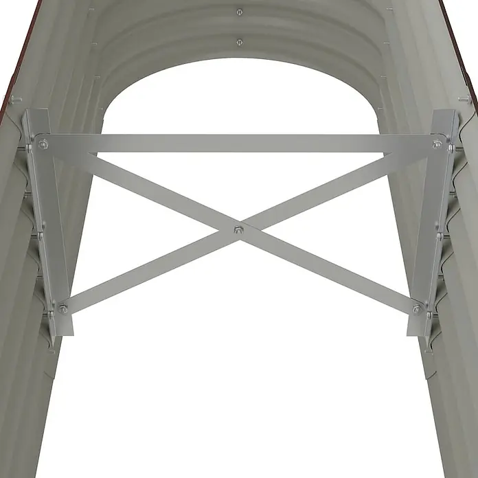 Furnicato Hochbeet - 152 x 40 x 36 cm, Stahl, Braun - Gewölbter, hellgrauer Metall-Lichtschacht mit angebrachtem silbernem Querstreben-Sicherheitsgitter.