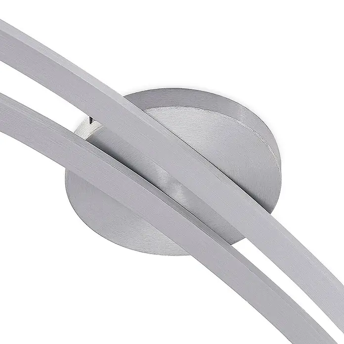 Lucande Deckenleuchte Velanoris - alu / grau / zink, alu / grau / zink, GU10 - Moderne Leuchte mit runder, gebürsteter Metallbasis und mehreren gebogenen, flachen silbernen Streifen.