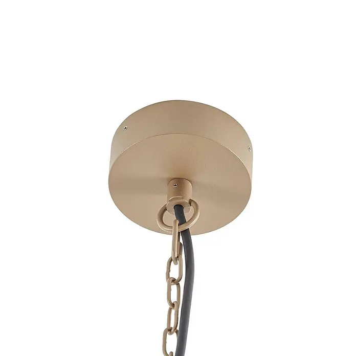 Lucande Außenwand- & Deckenleuchte Ferda - braun / rost, braun / rost, IP44 - Goldfarbene Deckenrosette aus Metall für eine Leuchte, mit hängender Kette und Stromkabel.
