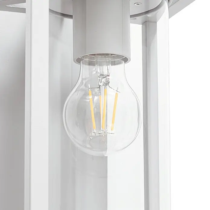 Lucande Außenwandleuchte Ferda - 22,5 x 16 x 38 cm, alu / grau / zink, alu / grau / zink, IP44 - Weiße Außenlaterne mit klarer LED-Glühfadenlampe.