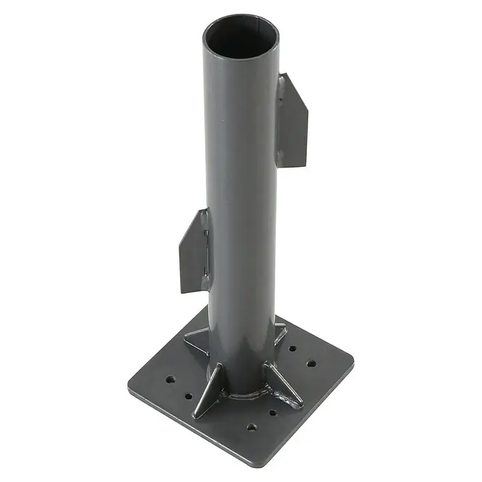 Sunfun Bodendübel - Passend für: Sunfun Ampelschirme - Ein Metallpfostenfuß, quadratisch mit Bohrungen, für eine sichere Befestigung von Pfosten. Ideal für Zäune oder Schilder.