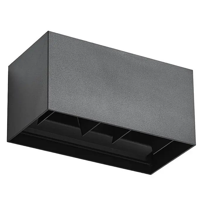Lindby Außenwandleuchte Nivar - 10 x 20 x 10 cm, schwarz, schwarz, IP54 - Schwarze, rechteckige Leuchte mit strukturierter Oberfläche und internen Lamellen.