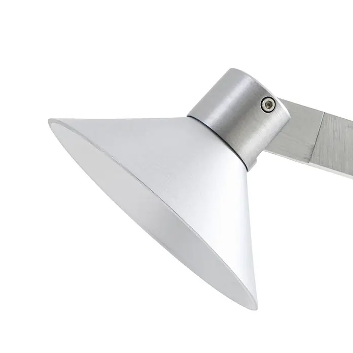 Lucande Stehleuchte Steve - Höhe: 130 cm, alu / grau / zink, alu / grau / zink - Konischer Lampenkopf aus gebürstetem Silbermetall, mit sichtbarer Schraube an einem Arm befestigt, verstellbar.