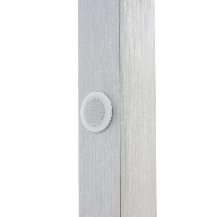Lucande Stehleuchte Steve - Höhe: 130 cm, alu / grau / zink, alu / grau / zink - Gebürstetes graues und hellgraues Paneel-Wandlicht mit kreisförmigem, durchscheinendem Ring und metallischer Mitte.