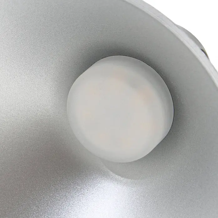 Lucande Stehleuchte Steve - Höhe: 130 cm, alu / grau / zink, alu / grau / zink - Milchweißer Kuppelsensor oder LED-Diffusor in strukturiertem Silbergehäuse.