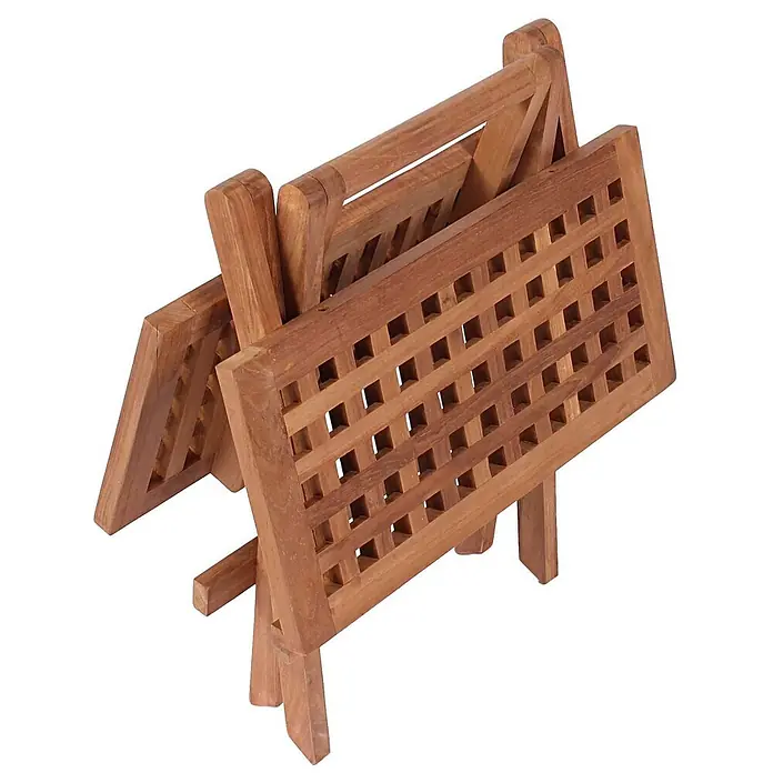 Bene Living Gartenliegen-Set Teak Deckchair Yacht & Tisch Devon - B x T: 170 x 60 cm, braun, Naturmaterialien, Rückenlehne verstellbar - Klappbarer Zeitschriftenständer aus Holz mit Gittermuster.