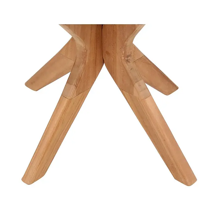 Bene Living Garten-Beistelltisch Burton - L x B x H: 60 x 60 x 50 cm, Teakholz, Rund, Natur - Helles Holzmöbelgestell mit gespreizten, sich kreuzenden Beinen.