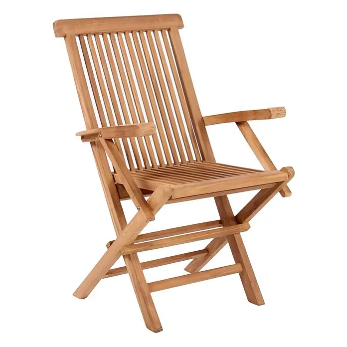 Bene Living Gartenstuhl Andover - 1 Stk., Teakholz, Klappbar, Natur - Klappbarer Holzstuhl, hellbraun, mit Lamellenrückenlehne und Sitzfläche.