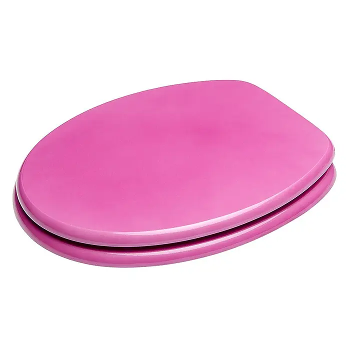 SANILO WC-Sitz Glitzer Pink - MDF, Pink, Ohne Absenkautomatik - Geschlossener leuchtend rosa Toilettensitz.
