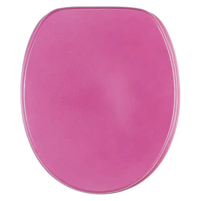 SANILO WC-Sitz Glitzer Pink - MDF, Pink, Ohne Absenkautomatik - Rosa, glänzender Toilettensitz.