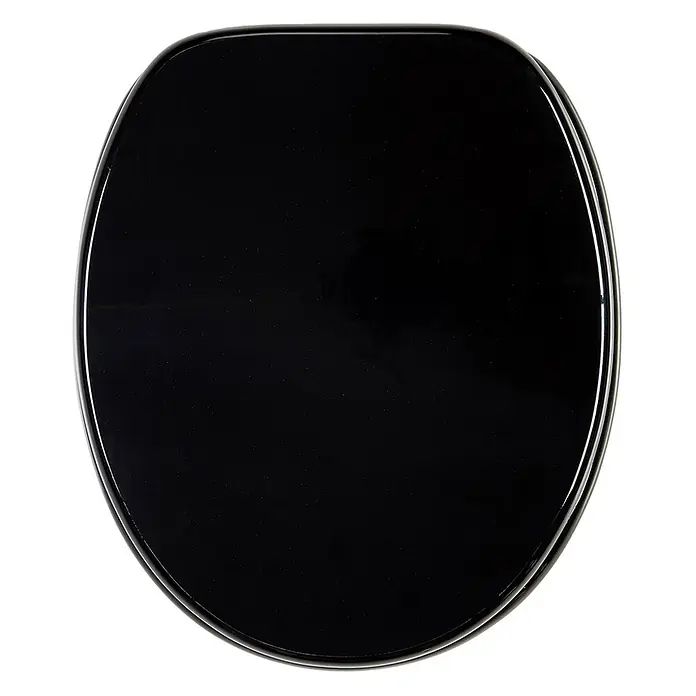 SANILO WC-Sitz Schwarz - MDF, Schwarz, Ohne Absenkautomatik - Glänzender, schwarzer, ovaler Toilettensitz.