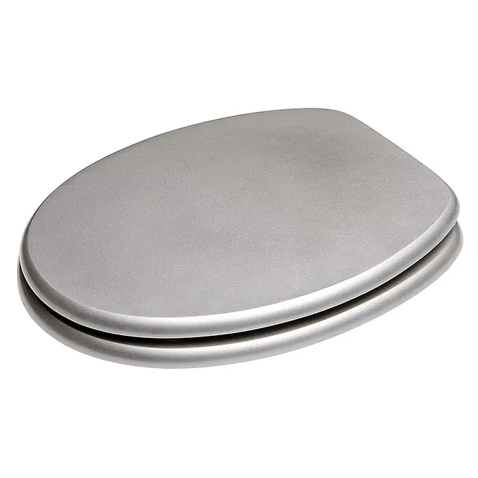 SANILO WC-Sitz Glitzer Silber - MDF, Silberfarben, Ohne Absenkautomatik - Matte silbergraue Toilettenbrille.