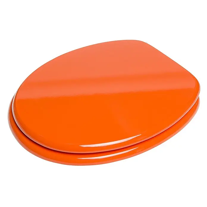 SANILO WC-Sitz Orange - MDF, Orange, Ohne Absenkautomatik - Leuchtend oranger, glänzender, geschlossener Toilettensitz.