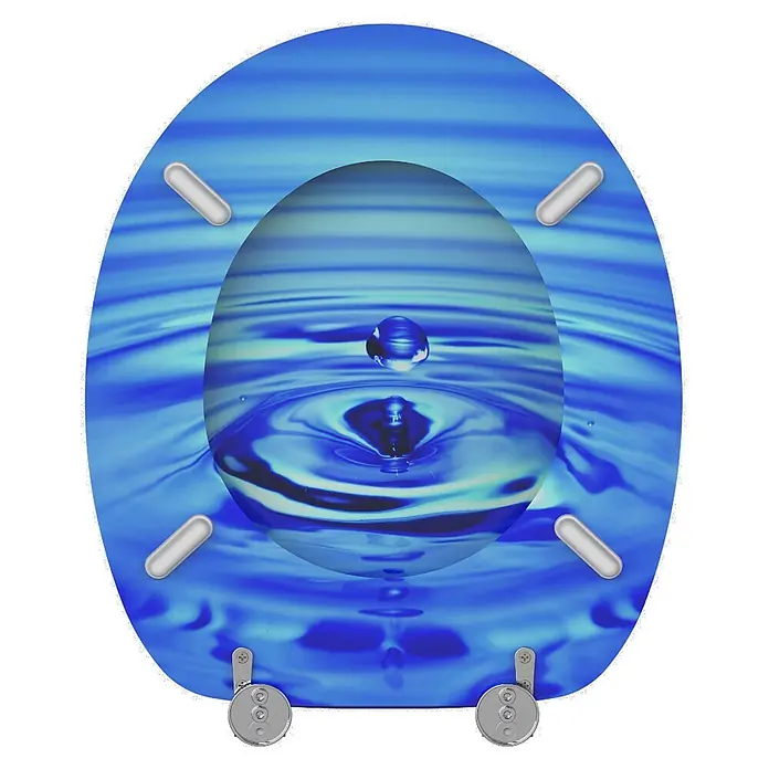 SANILO WC-Sitz Tropfen - MDF, Blau, Ohne Absenkautomatik - Blauer WC-Sitz mit Wassertropfen-Motiv, inklusive Scharnieren und Dämpfern.