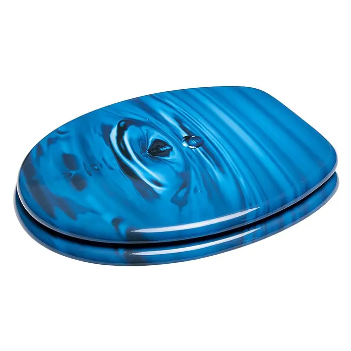 SANILO WC-Sitz Tropfen - MDF, Blau, Ohne Absenkautomatik - Blauer Toilettensitz mit Wasserkräuselungs- und Tropfenmuster.