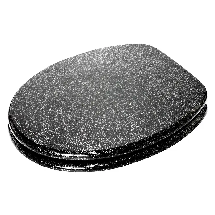 SANILO WC-Sitz Glitzer Schwarz - MDF, Schwarz, Ohne Absenkautomatik - Schwarzer, glänzender Toilettensitz mit Glitzereffekt.