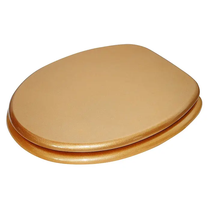 SANILO WC-Sitz Glitzer Gold - MDF, Goldfarben, Ohne Absenkautomatik - Glitzernder goldener Toilettensitz mit Deckel.