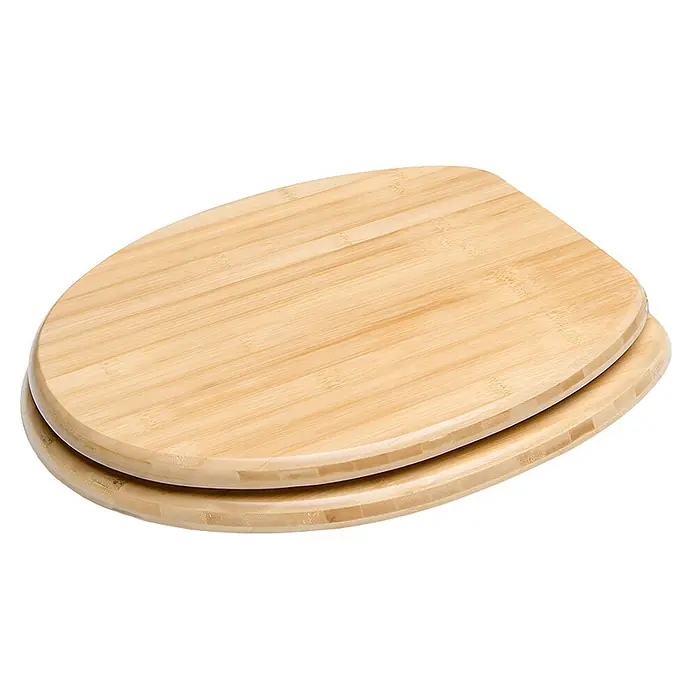 SANILO WC-Sitz Bambus - Holz, Braun, Ohne Absenkautomatik - Laminierter hellbrauner Bambus-Toilettensitz mit passendem Deckel.