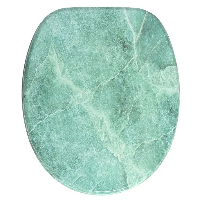 SANILO WC-Sitz Marmor Grün - MDF, Grün, Ohne Absenkautomatik - Grüner Toilettensitz mit Marmoreffekt.