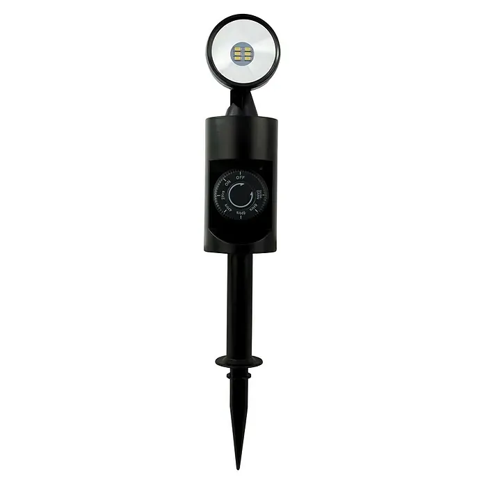 Ritter Leuchten LED-Gartenspot - 3 W, Höhe: 400 mm, Erdspieß, Kunststoff - Schwarzer LED-Gartenstrahler mit einstellbarem Timer für Außenbereiche.