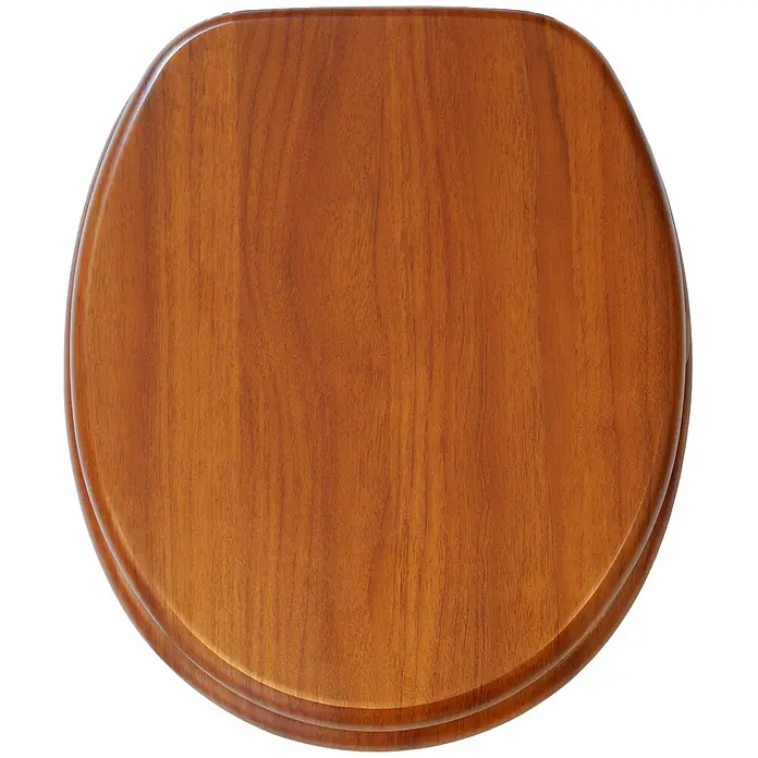 SANILO WC-Sitz Mahagoni - MDF, Braun, Ohne Absenkautomatik - Ovaler WC-Sitz aus Holz in warmem Braun mit Naturholzmaserung.