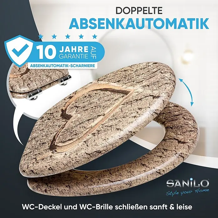 SANILO WC-Sitz True Love mit Absenkautomatik - MDF, Braun, Mit Absenkautomatik - WC-Sitz in Holzoptik mit doppelter Absenkautomatik und 10 Jahren Scharniergarantie.