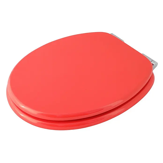 SANILO WC-Sitz Rot - MDF, Rot, Ohne Absenkautomatik - Glänzender roter Toilettensitz mit Deckel für das Badezimmer.
