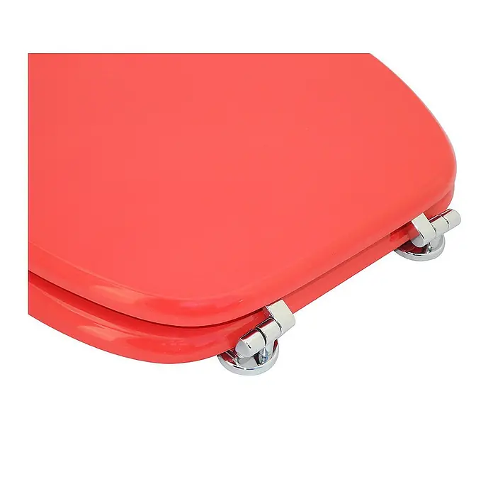 SANILO WC-Sitz Rot - MDF, Rot, Ohne Absenkautomatik - Glänzender roter Toilettensitz mit Chromscharnieren.