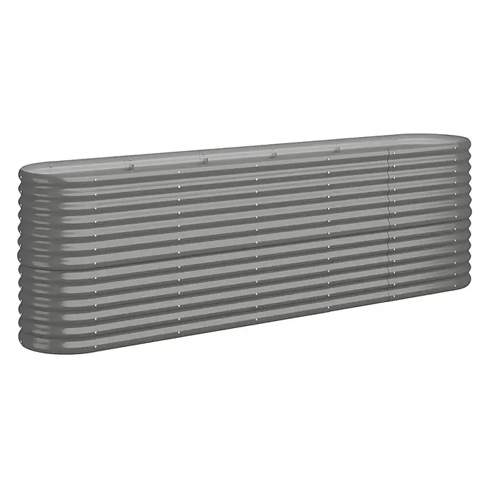 Furnicato Hochbeet - 224 x 40 x 68 cm, Stahl, Grau - Graues, gewelltes Hochbeet aus Metall mit abgerundeten Ecken, geeignet zum Pflanzen.