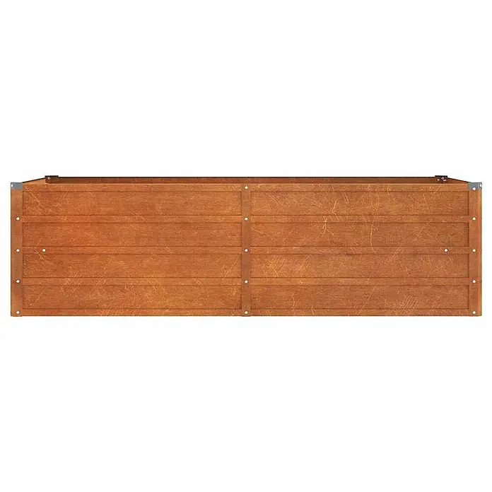 Furnicato Hochbeet - 160 x 80 x 45 cm, Stahl, Braun - Hellbraunes Holzbettrahmenpaneel mit horizontalen Brettern, vertikalen Stützen und dekorativen Metallnieten.
